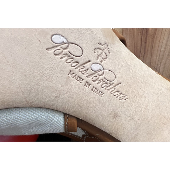 Brooks Brothers Canvas and Leather Woman Size 10 Made In Italy Sling back Heels - Picture 9 of 11